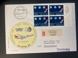 Schweiz 1989 Cachet+Stempel ASTRA 89 R-Brief 4er-Block Genf