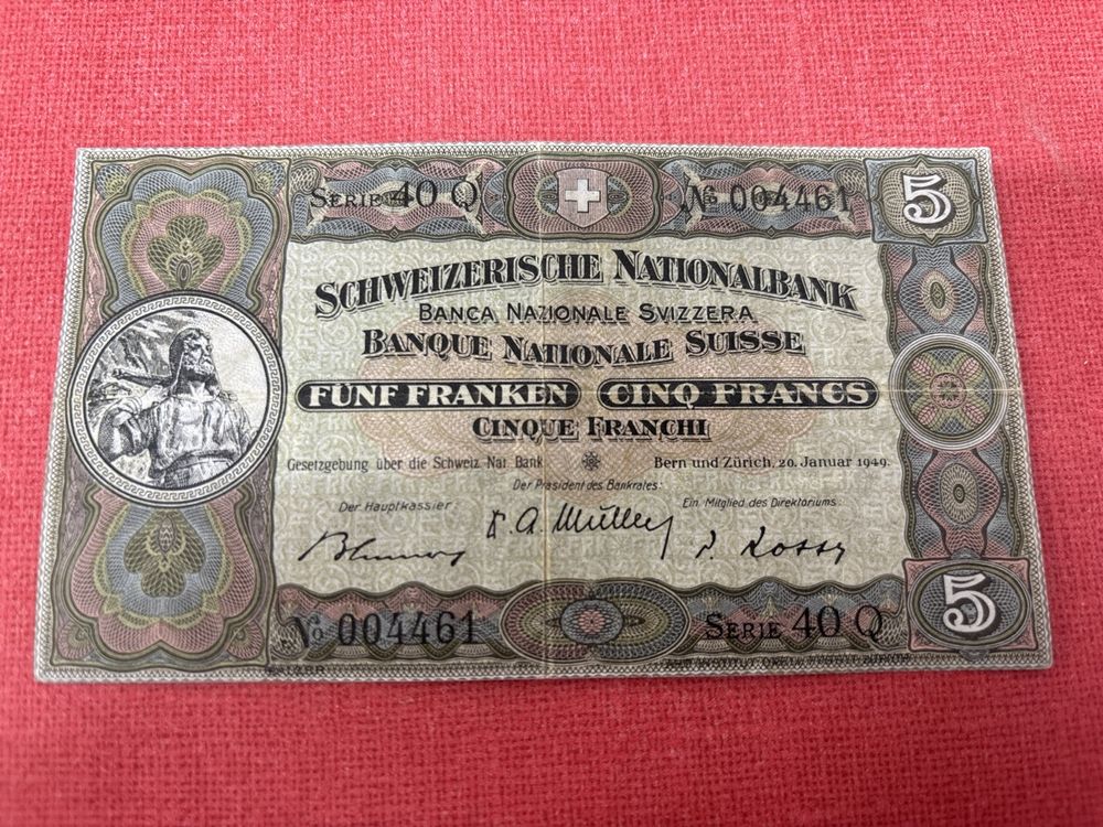 Seltene 5 Franken Note von 1949 - Schweizer Nationalbank (Gebraucht) in ...