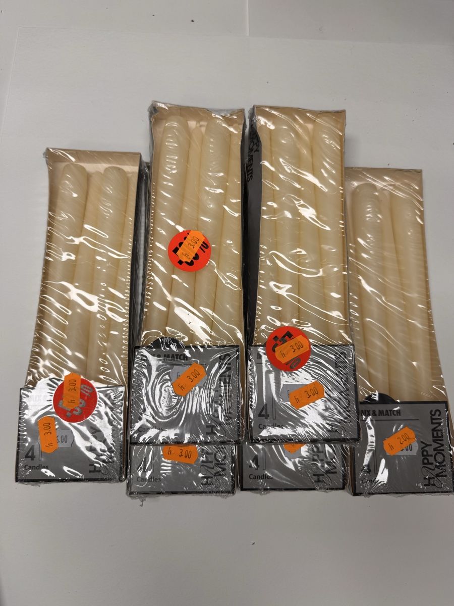 Kerzen: 5x Kerzen weiss ungebraucht Grösse Standard – Neu und originalverpackt aus Steinhausen von Schuwies