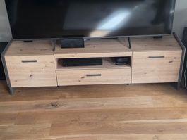 TV-Möbel Holzoptik mit zwei Türen und Schublade 