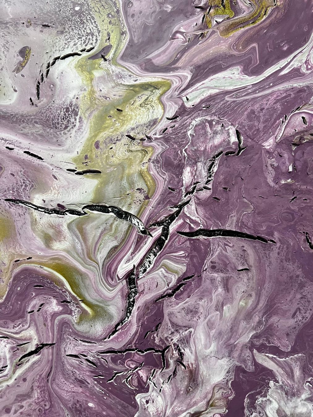 Dipinti: Original Pouring Bild - Violet, Gold - Einzelstück, 40x40 cm – Nuovo (secondo la descrizione) da Läufelfingen venduto da stephiesheena 1