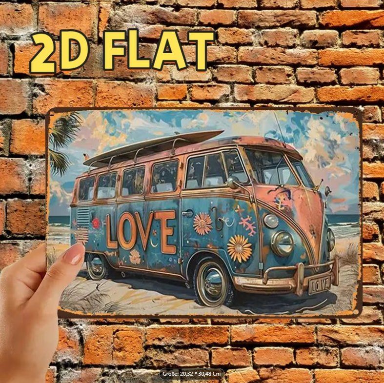 Schilder: Schild Retro Surfvan VW-Bus – Neu und originalverpackt aus Gerlafingen von Tsuru