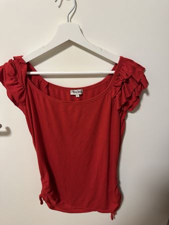 Rotes Young Spirit Shirt Gr. L Sommer Raffung Rüschen
