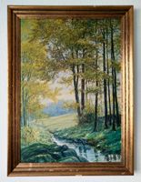 Alfons Soraperra — Malerische Waldlichtung mit Bach, sign.