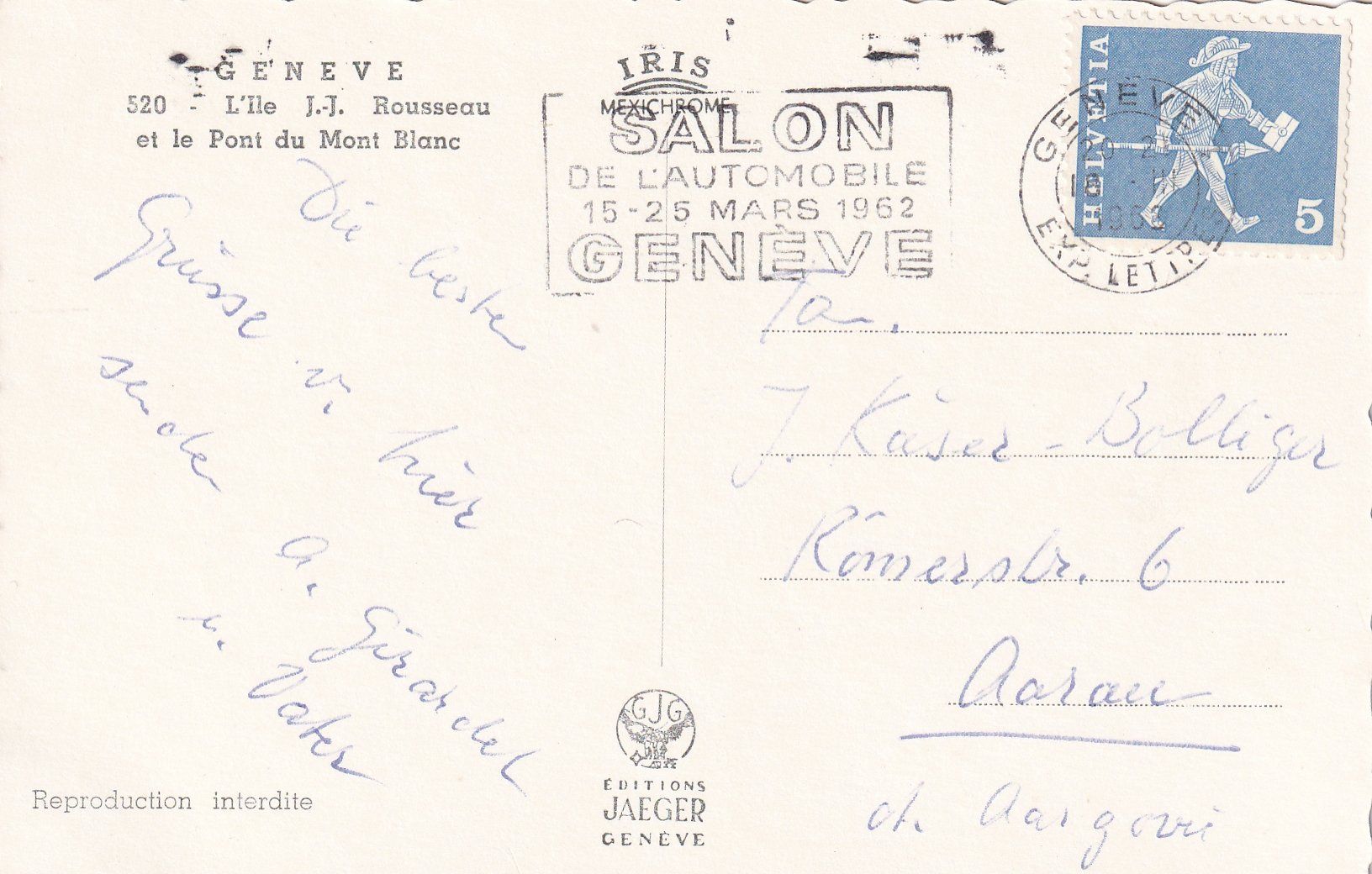 Cartoline postali: Genève - Pont du Mont Blanc /bo – Usato da Hombrechtikon venduto da Rudolf07 1