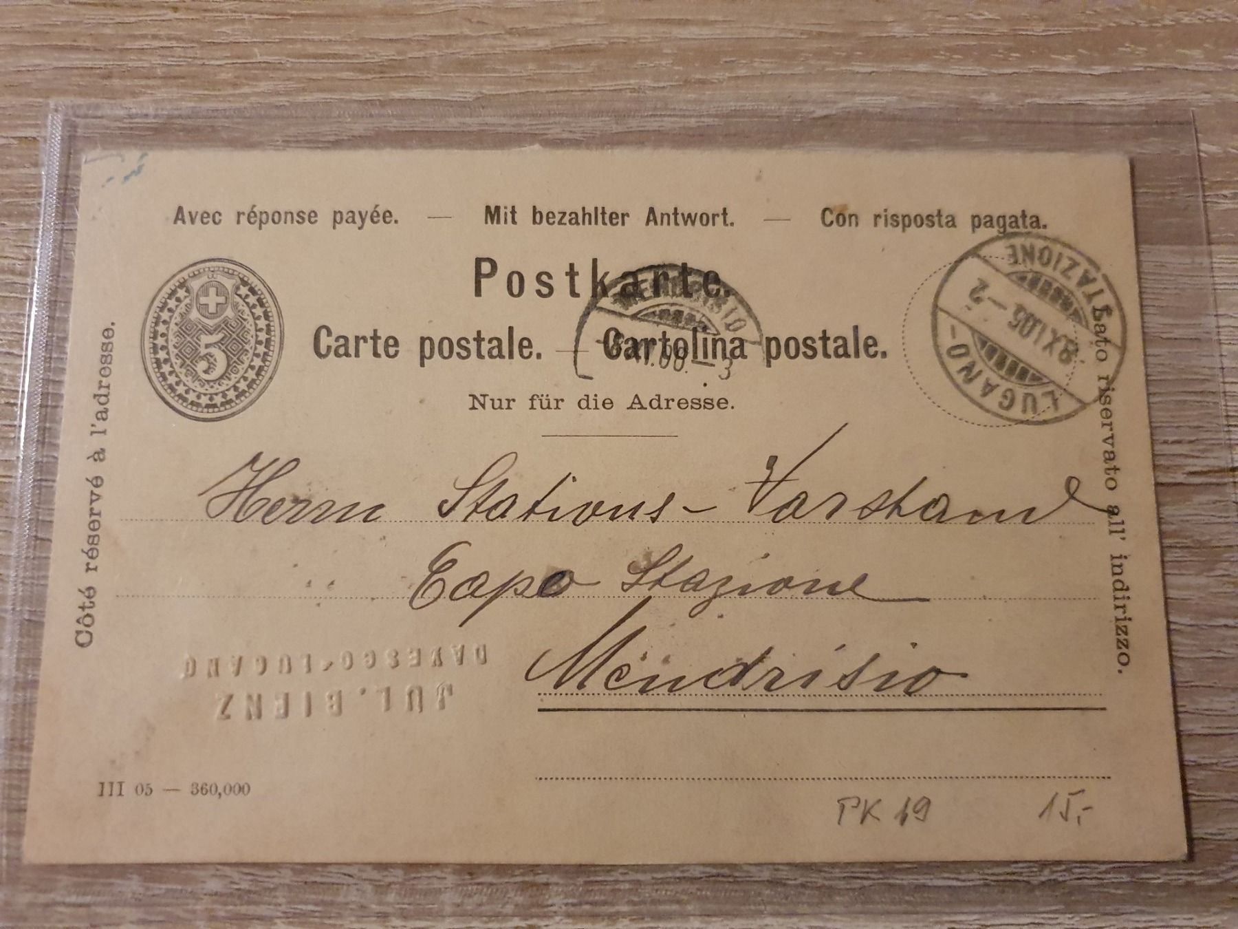 Tutti i francobolli: 5rp Postkarten Ganzsache  Lugano – Usato da Balgach venduto da SIMEON27