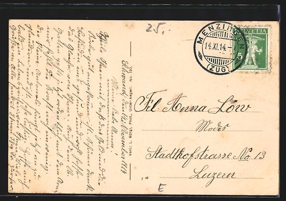 Cartoline postali: AK Menzingen, Panoramablick, 1914 – Usato da Berlin venduto da bartko-reher 1