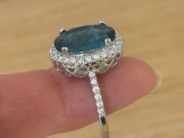 Luxus Elegante Gr.17/7 Ring Farbe: Silber /blau Zirkonia