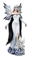 Mystische Elfenfigur mit Drachen, weiss-schwarz, sehr edel