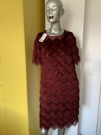 AKRIS: Neu/OVP- Extravagantes rotes Kleid, 38, NP 1490