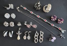 Modeschmuck Konvolut, silberfarben.
