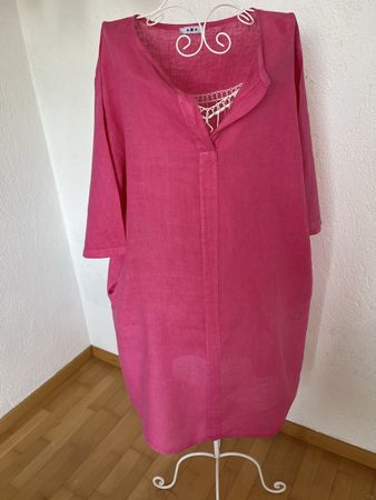 Reine Leinen Kleid pink