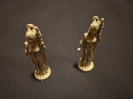 ASIEN-Deko aus Metall: 2 detailreiche Mini-Skulpturen (Paar)