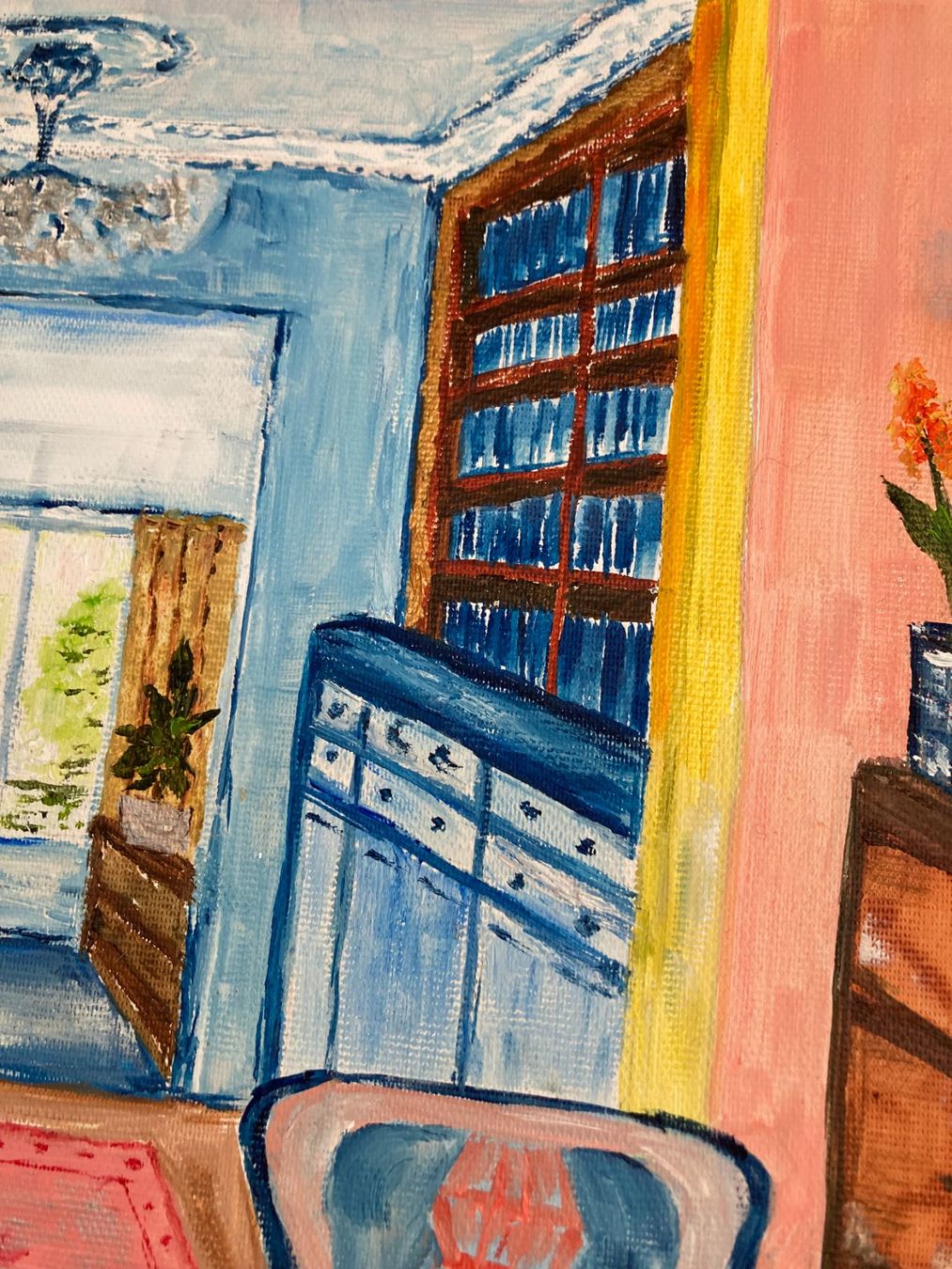 Dipinti: Gemälde, Öl auf Leinwand, Wohnzimmer Interieur, Kunst – Nuovo (secondo la descrizione) da Cham venduto da Felha 9