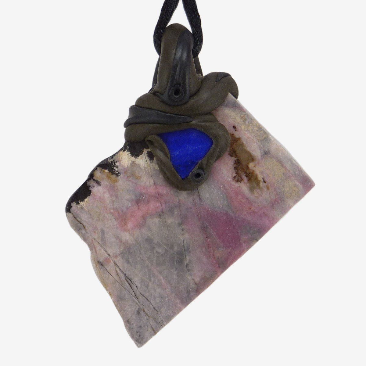 Minerali & Pietre curative: Schweizer Rhodonit Steinanhänger mit Lapislazuli – Nuovo e nell'imballaggio originale da Meilen venduto da BYRD-Design