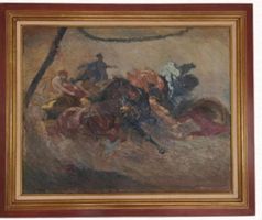 Peintre Suisse. Louis Dunki (1856-1915) .Grand Tableau Huile