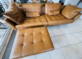 Exklusives Bigsofa - Echtleder inkl. passendem Polsterhocker