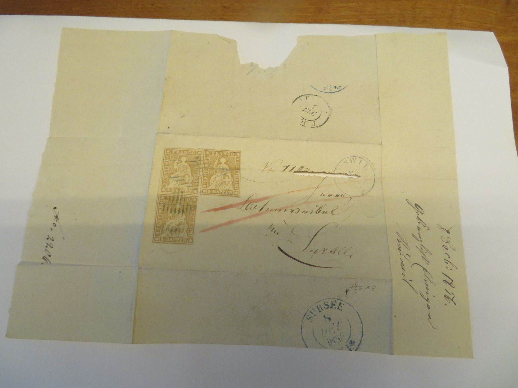Alle Briefmarken: Strubel Brief mit 3x 22F Ruswil selten – Gebraucht aus Pfyn von sagenruthe 2
