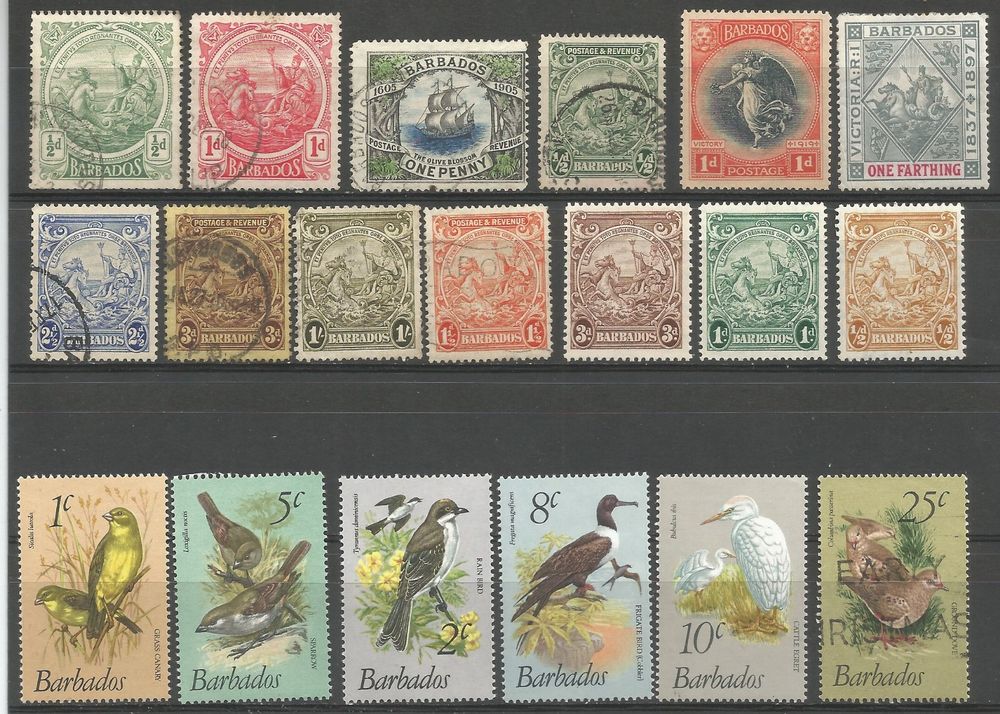 Barbade – Lot De 10 Timbres Divers Pour Collectionneurs, Qualité Prophila, Neufs Ou D’Occasion Selon Série