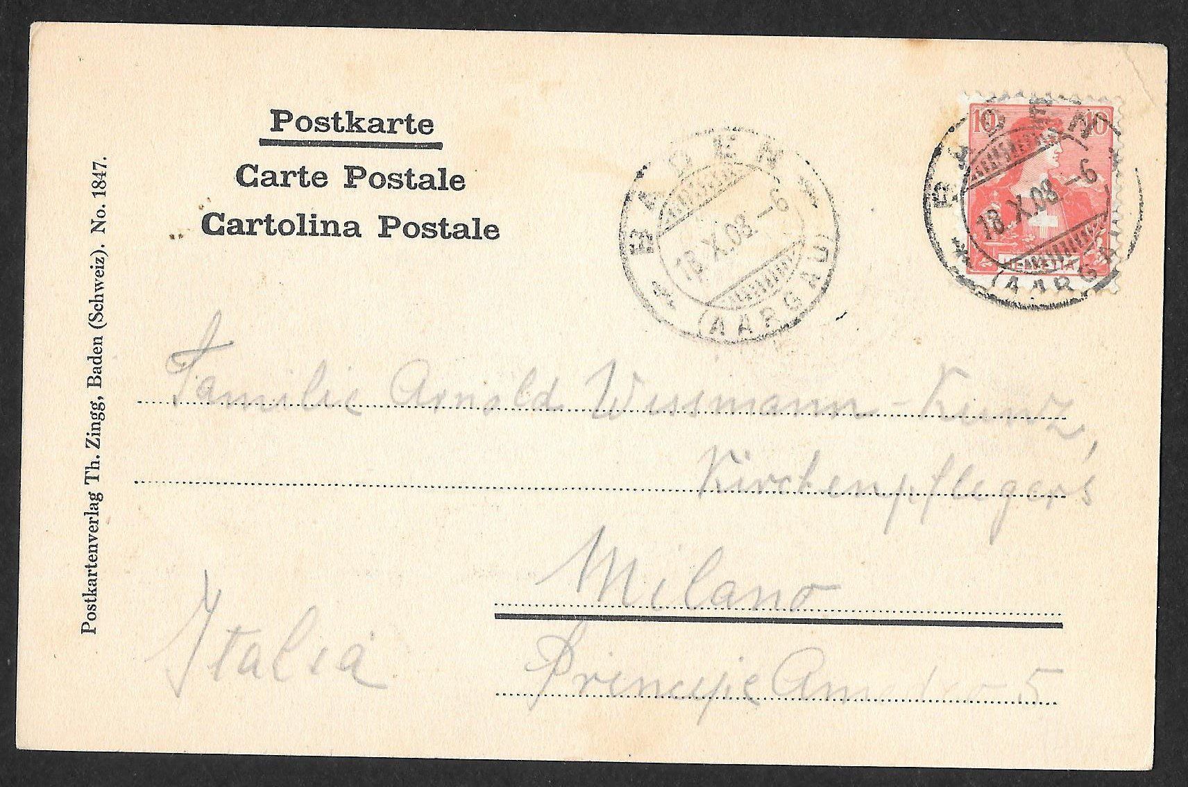 Cartoline postali: Ennetbaden Restaurant mit Garten Cafe Brunner – Usato da Olten venduto da clotaldi 1