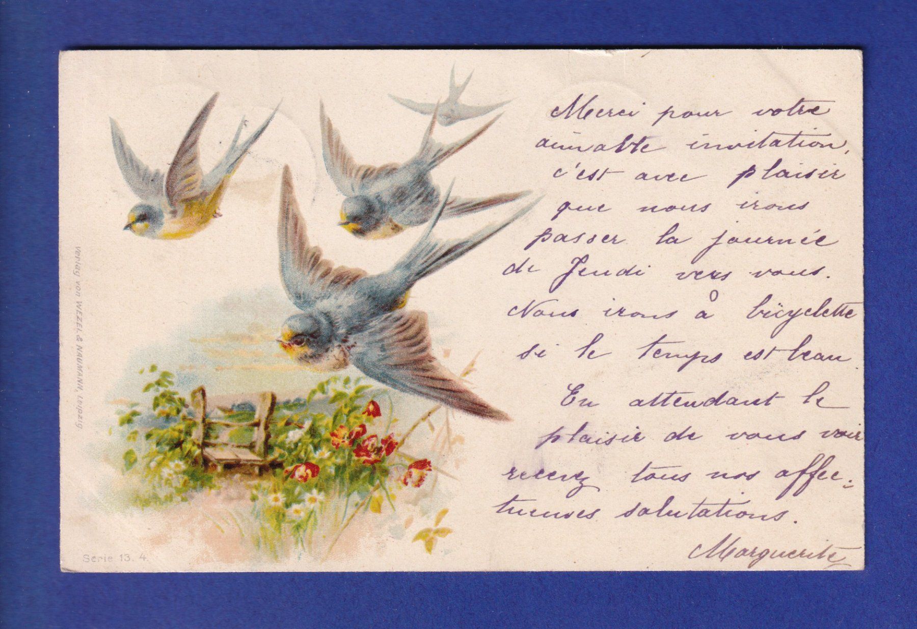 Cartoline postali: OISEAU - Hirondelles – Usato da Pully venduto da nicecards-shop