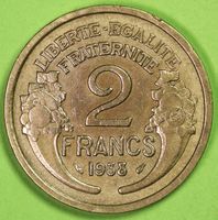 1938 / FRANKREICH / 2 FRANCS - MÜNZE / SEHR GUT ERHALTEN !
