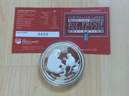 Australien Münze Lunar II 2016 / 2 Unzen Silber PP Affe