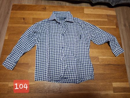 Langarmhemd Brums blau kariert Grösse 104 gebraucht