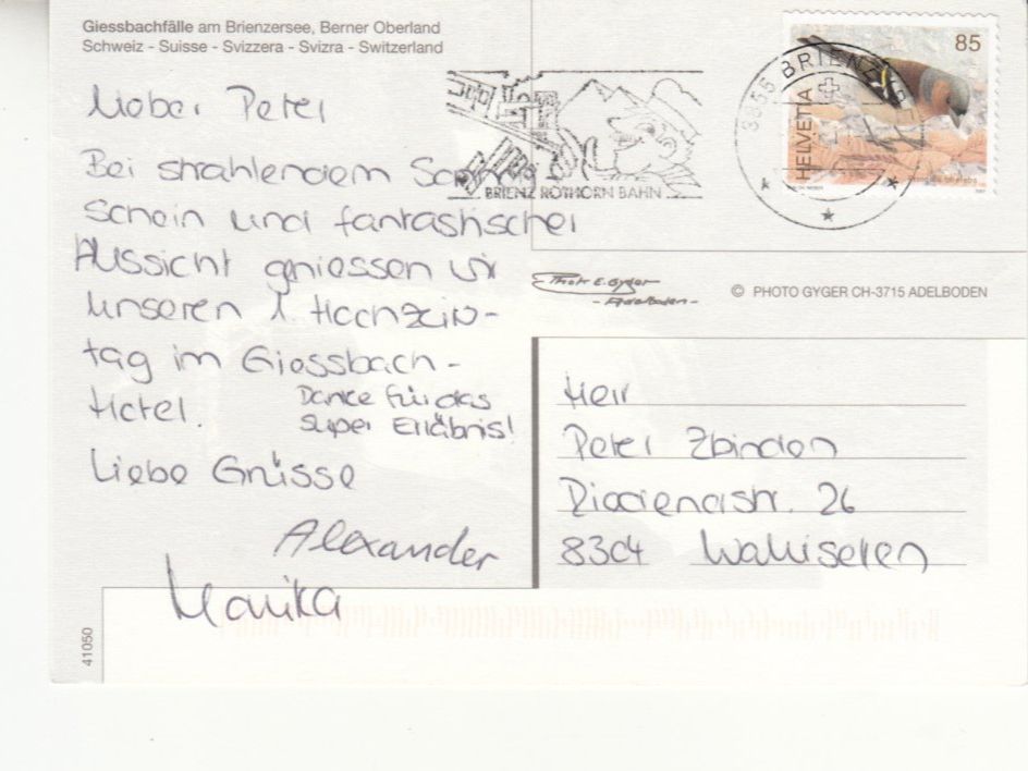 Cartoline postali: Giessbachfälle 2011 – Usato da Bürglen TG venduto da StampGraf 1
