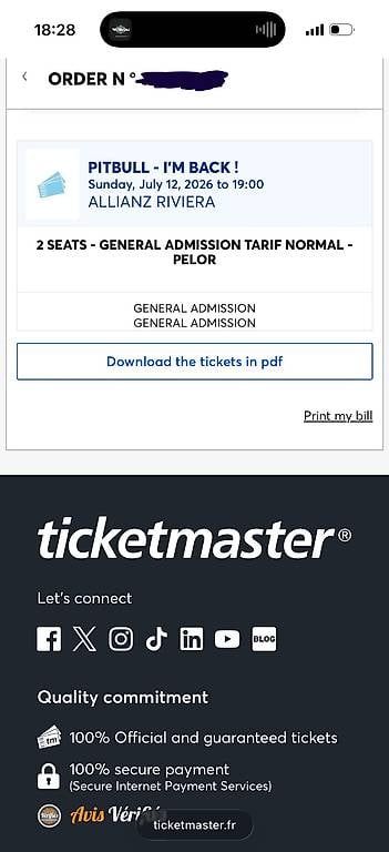 Biglietti: 2 places Pitbull Nice 12/07  Pelouse Or – Usato da Lausanne venduto da SamRaversFanta