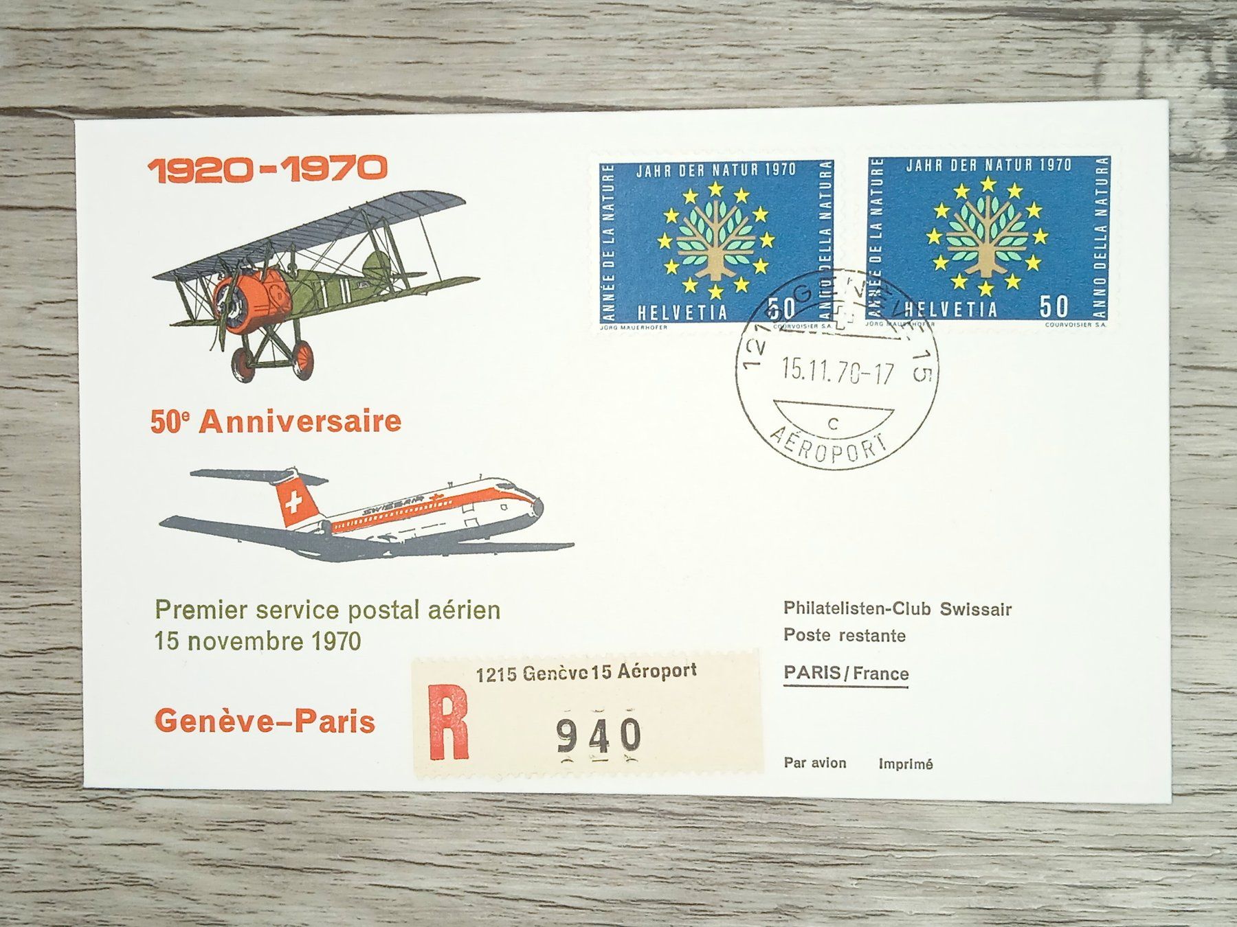 Tutti i francobolli: TR20 Enveloppe + Timbre Suisse 1970 Theme Aviation – Usato da Cousset venduto da Patrick_Collections