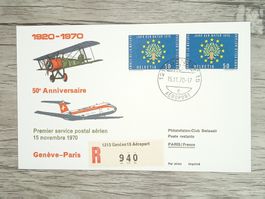 TR20 Enveloppe + Timbre Suisse 1970 Theme Aviation