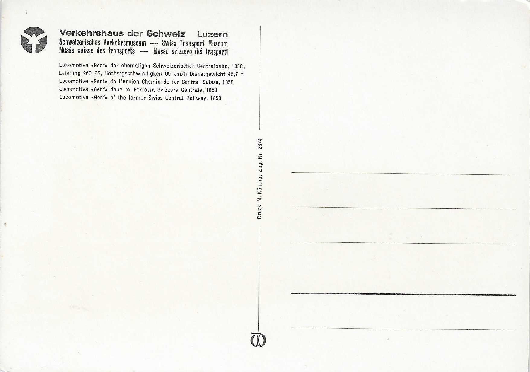 Cartoline postali: Lokomotive "Genf" der Schweizerischen Centralbahn 1858 – Nuovo (secondo la descrizione) da Rothrist venduto da Stranglehold 1