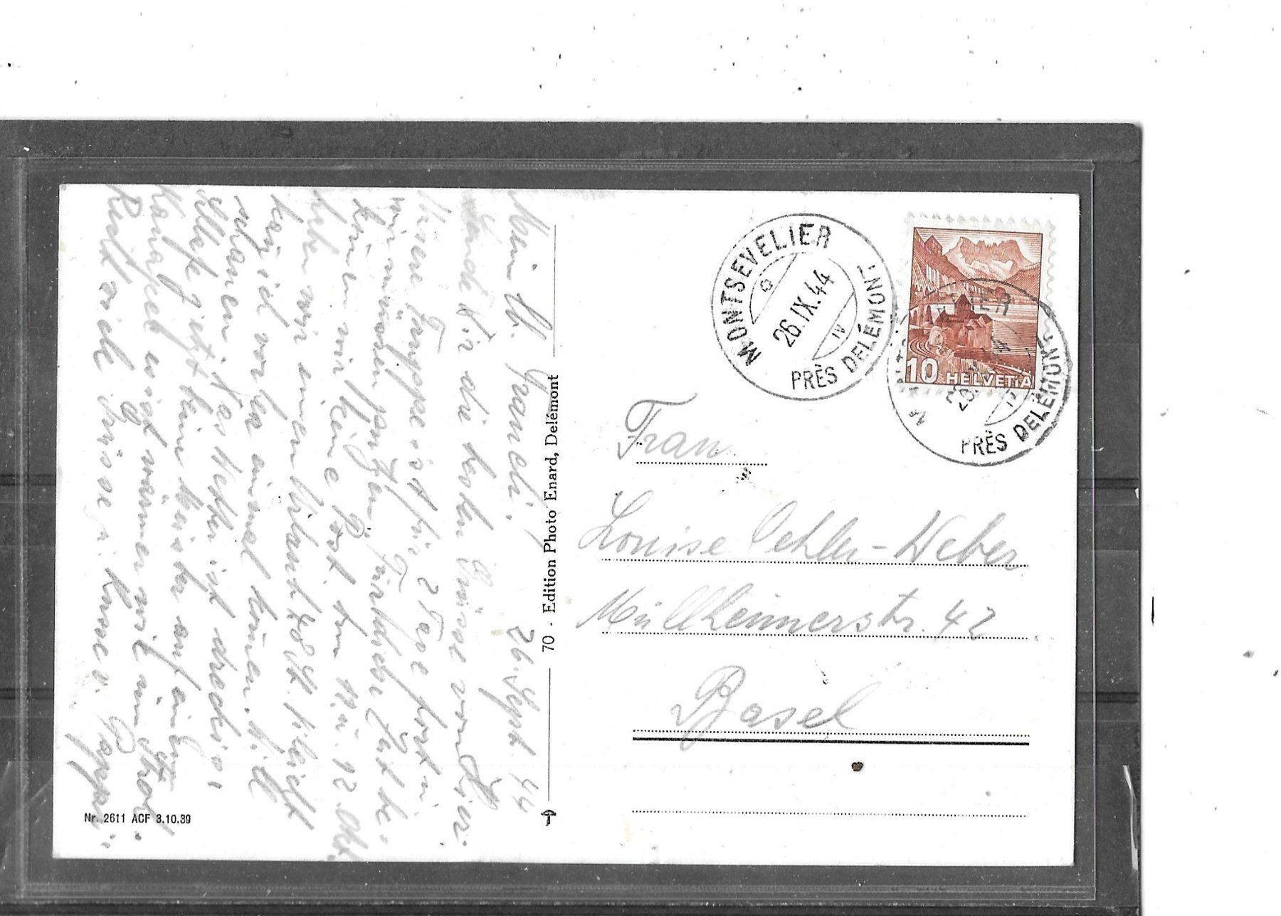 Cartoline postali: JU Montservelier prés Delémont 1944 – Usato da Schocherswil venduto da Wilare 1