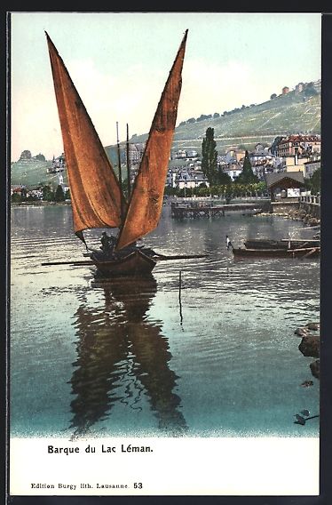 Cartes postales: AK Lac Léman, Panorama et barque – D'occasion à Berlin par bartko-reher
