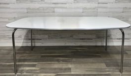 Esstisch weiss Metallbeine abgerundete Ecken 180 cm
