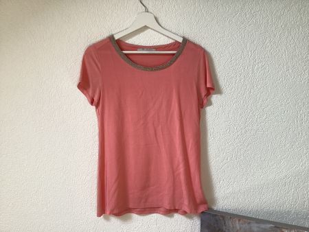 Monari korall T-Shirt mit Schmuck-Kragen, ca. Grösse M