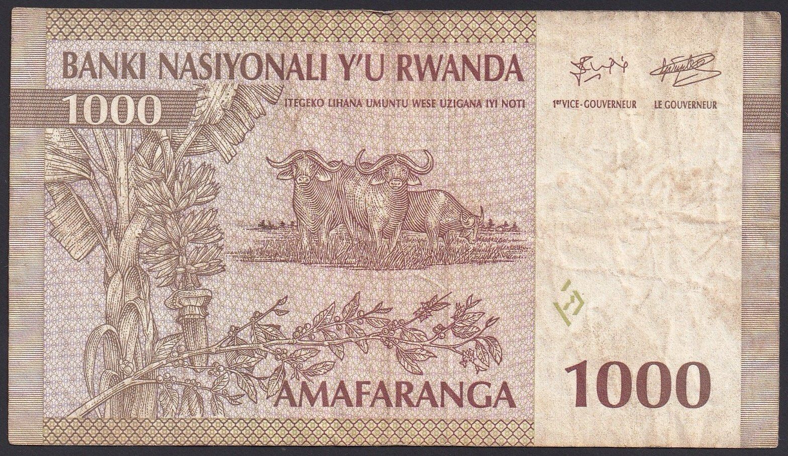 Banconote: Ruanda 1000 Francs 1994 – Usato da Brugg AG venduto da banknoten_muesli 1