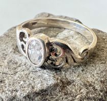 Vintage Silberring 925 – Filigrane Ornamente & Zirkonia G 61