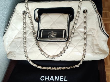 CHANEL 2.55 MAXI BAG with MADEMOISELLE CLASP TOP MINT