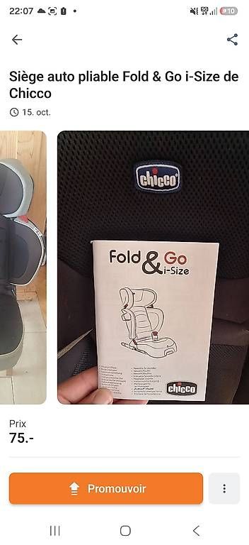 Chicco Seggiolini per auto: Siège auto pliable Fold & Go i-Size de Chicco – Usato da La Chaux-de-Fonds venduto da kellina 3