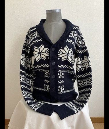 Cardigan chaud marine motifs hivernaux - Taille S/M