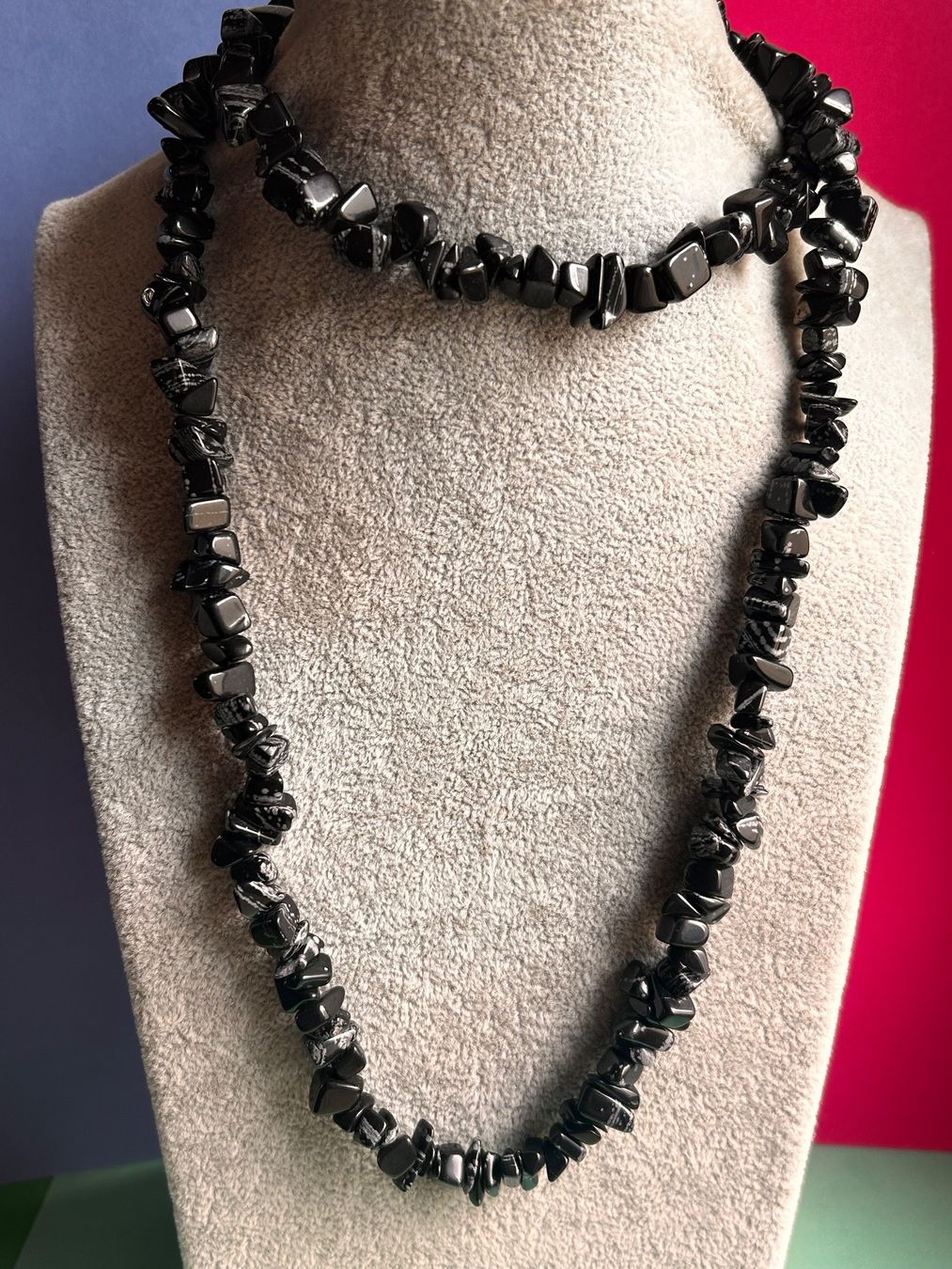 Catenine: Schwarze Obsidian-Stein Kette (80cm) – Usato da Dittingen venduto da Bellevista