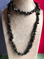 Schwarze Obsidian-Stein Kette (80cm)