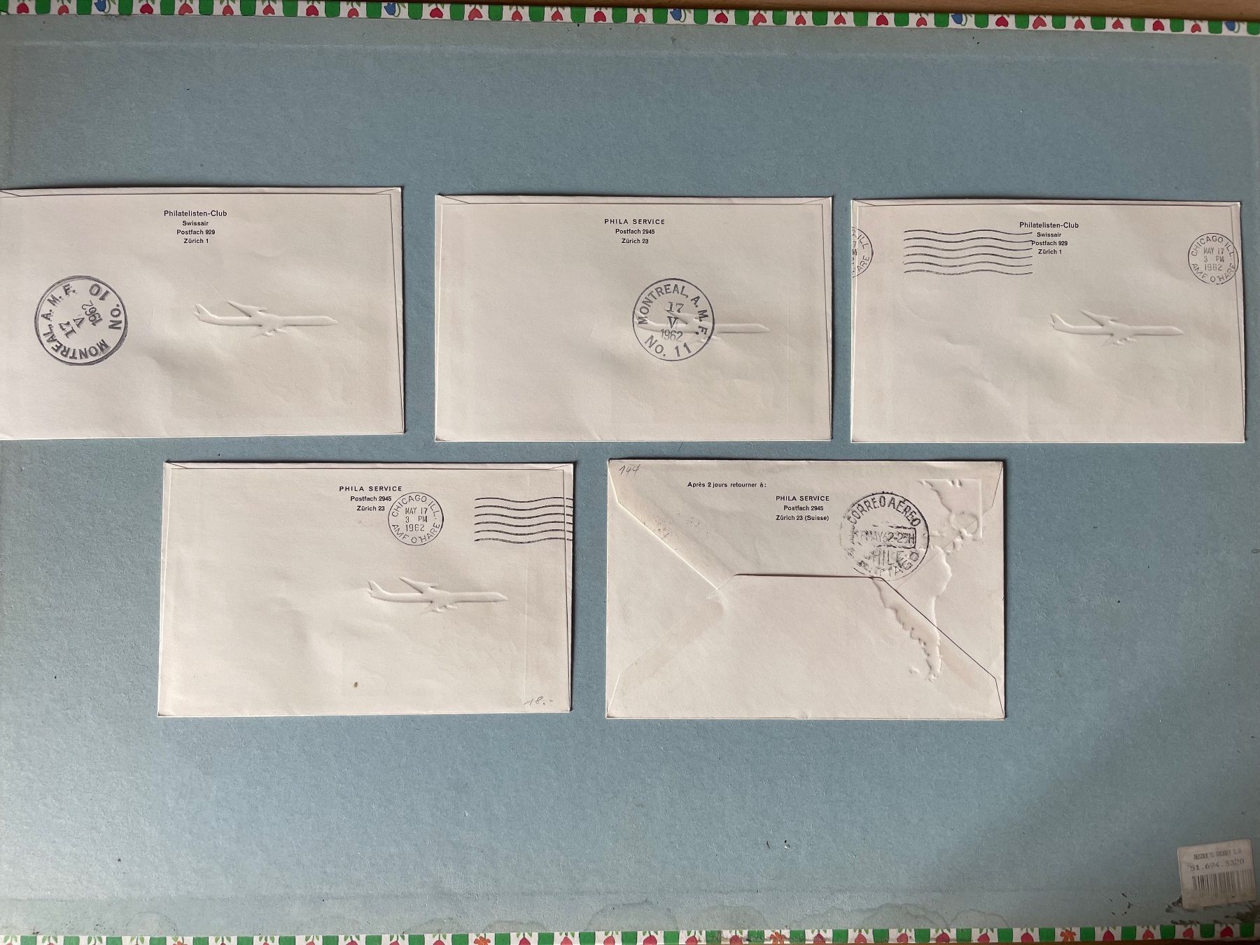 Tutti i francobolli: 9 FDCs Erstflüge Swissair 1962 – Usato da Zürich venduto da stzepp 1