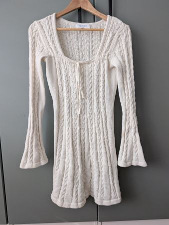 Strickkleid aus Baumwolle creme weiss, Gr. M