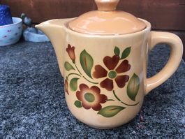 Antiker Krug,  Kaffeekrug mit Deckel, Steingut