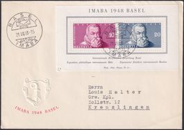 1948: W31 FDC IMABA-Block nach KREUZLINGEN. Kat: 120.-++