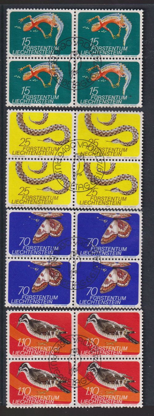 Tutti i francobolli: 4-er-Block-Serie " Kleinfauna "  Kat . 10.- ETS. – Usato da Koblenz venduto da Boerse6
