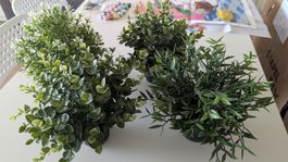 Vier Kunstpflanzen IKEA FEJKA Topfpflanzen 9 cm Kräuter